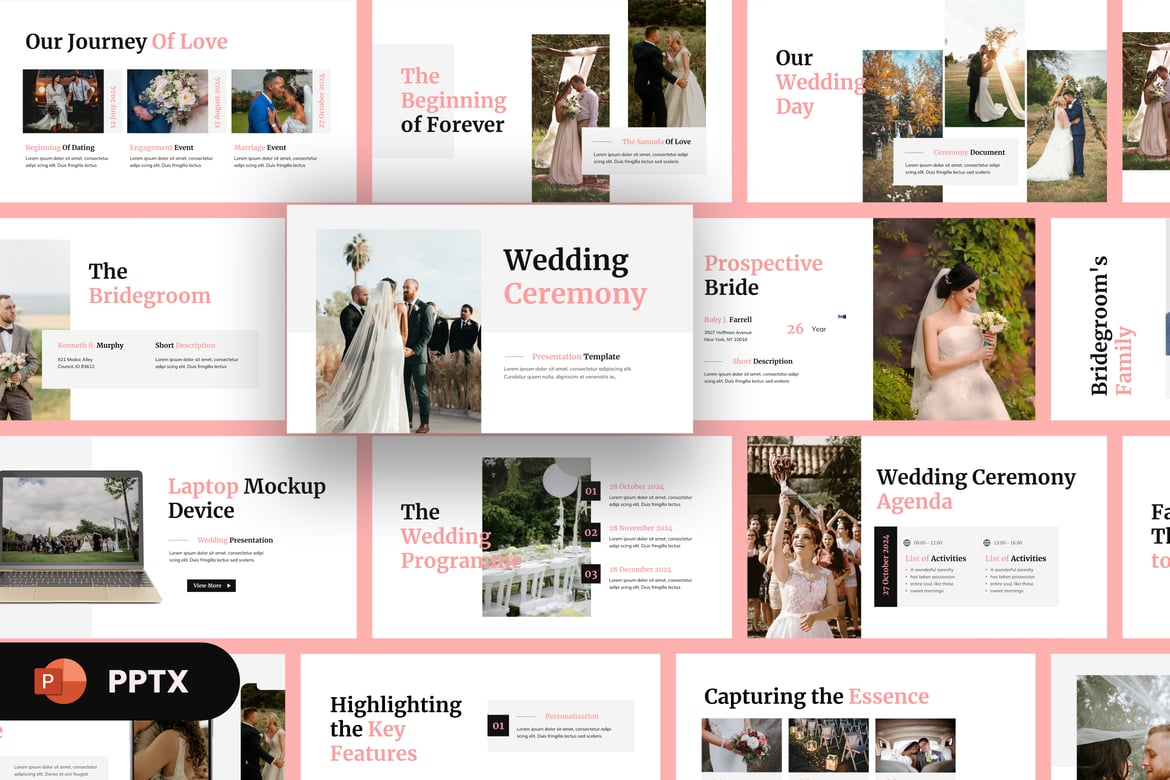 Template PowerPoint Pernikahan Modern yang Menawan