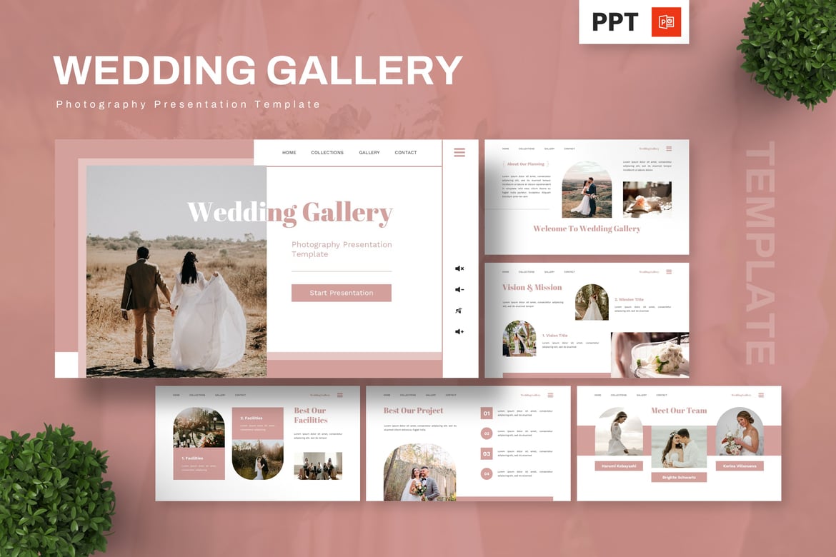 Template Presentasi PowerPoint Galeri Pernikahan yang Menawan