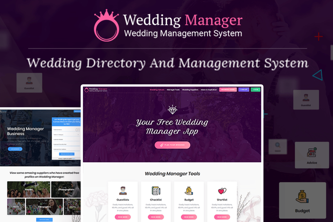 Template Web Manajer Pernikahan - Daftar Vendor dan Pengelolaan Acara