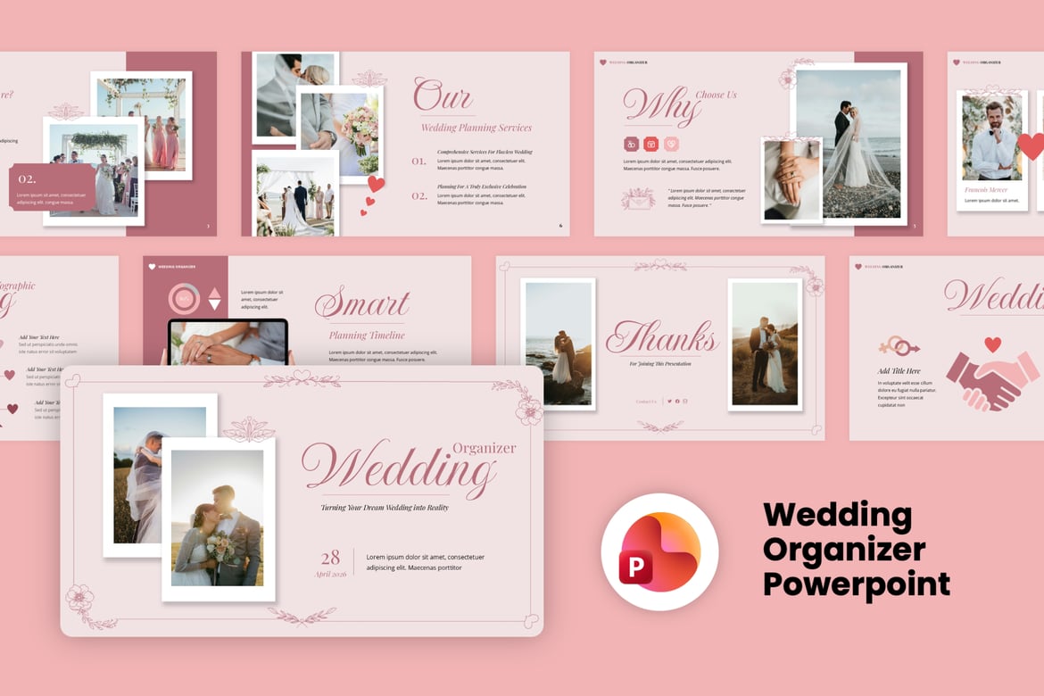 Template Powerpoint Pernikahan Kreatif untuk Presentasi Menarik