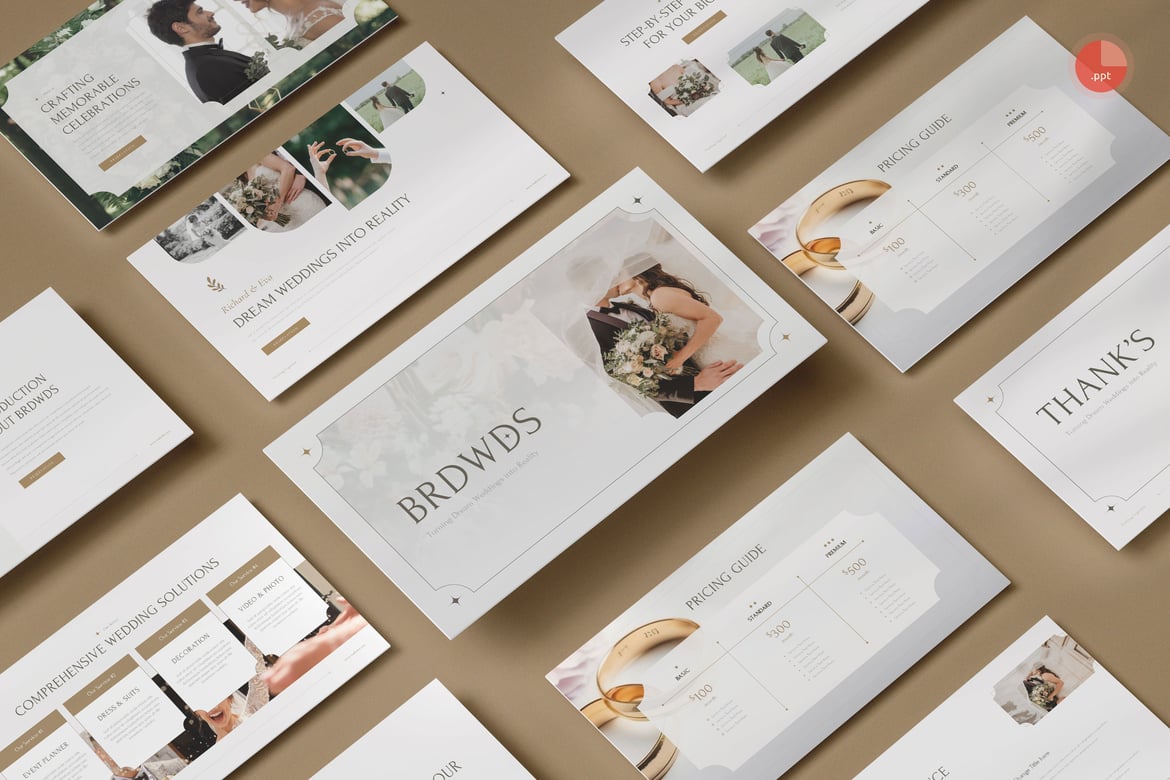 Template PowerPoint Organisasi Pernikahan yang Menawan