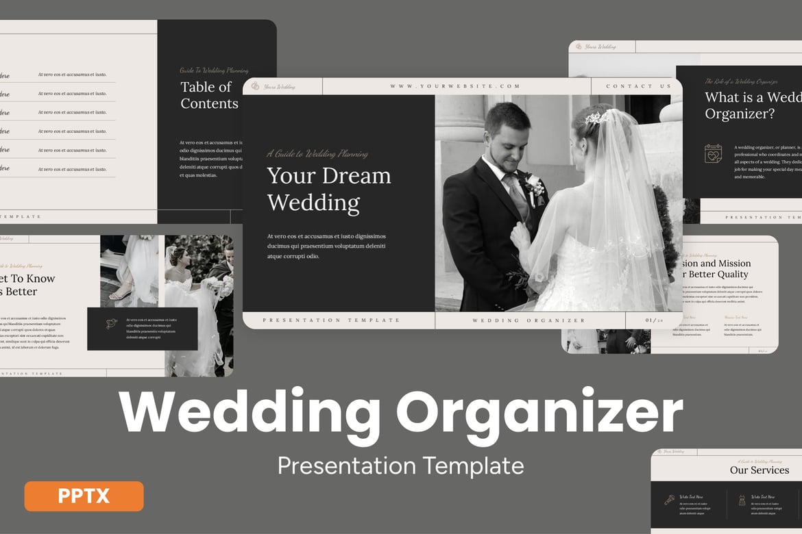 Template Presentasi Powerpoint Organizer Pernikahan yang Elegan