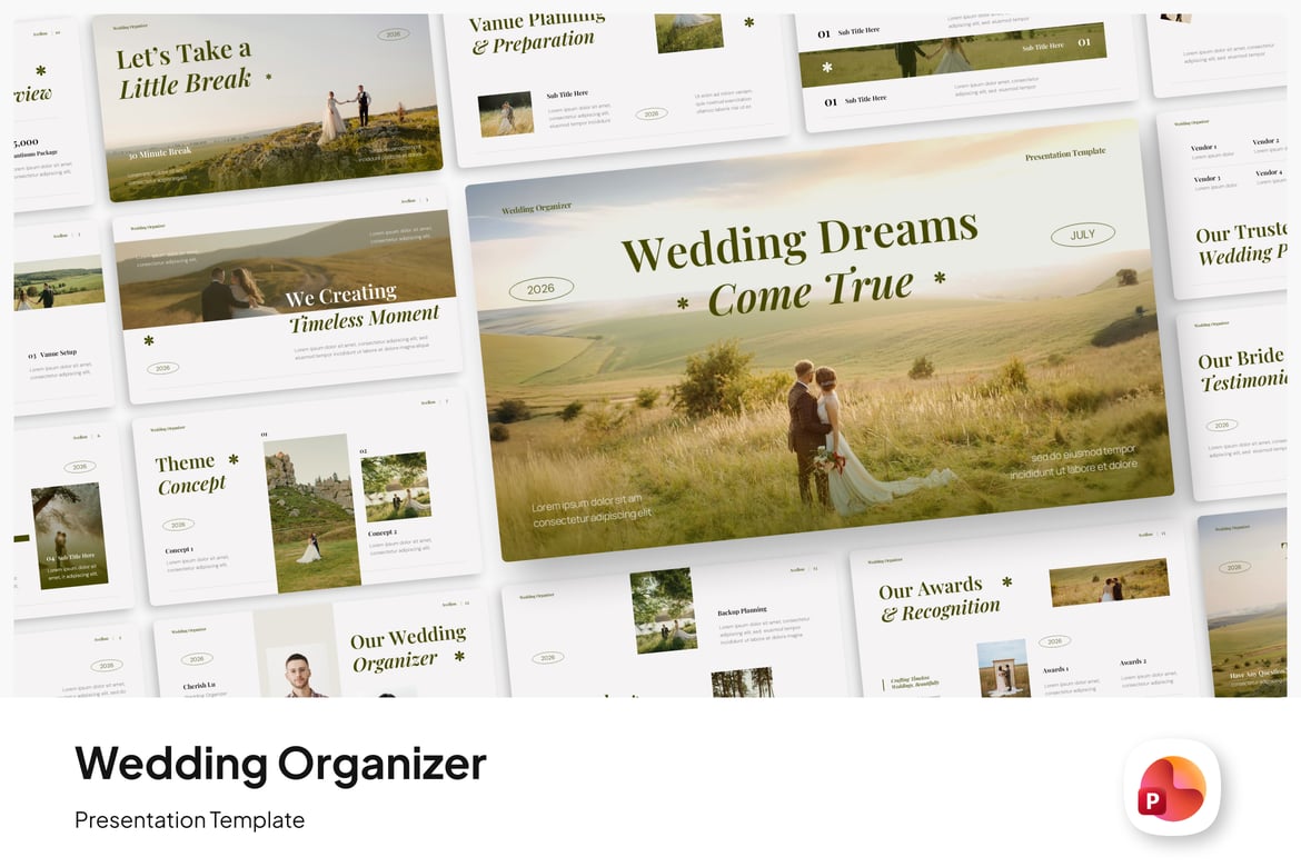 Template PowerPoint Organizer Pernikahan yang Menawan