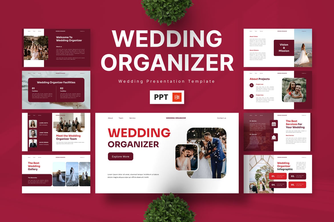 Template Powerpoint Pernikahan - Organiser Acara yang Menawan