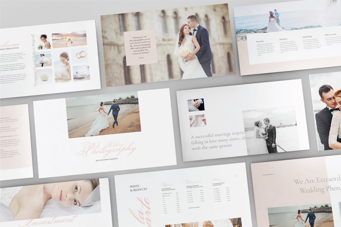 Template PowerPoint Fotografi Pernikahan - Versi V99 yang Elegan dan Profesional