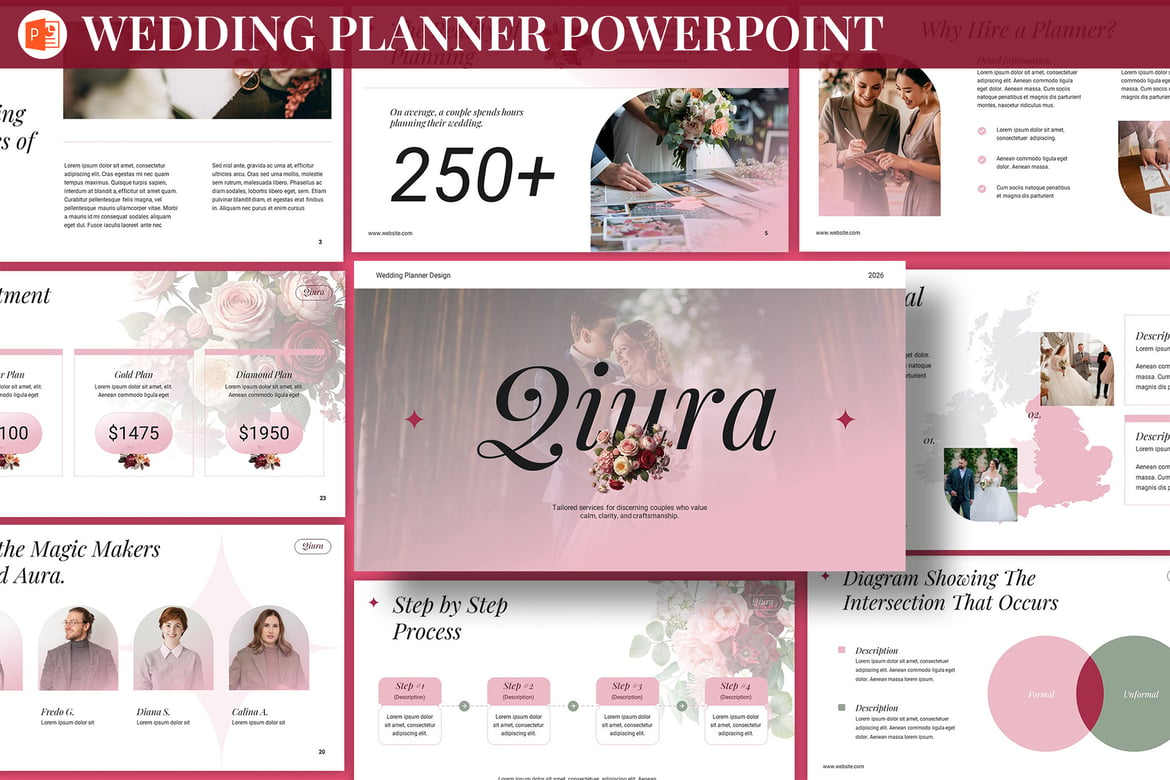 Template Presentasi PowerPoint Perencana Pernikahan yang Elegan