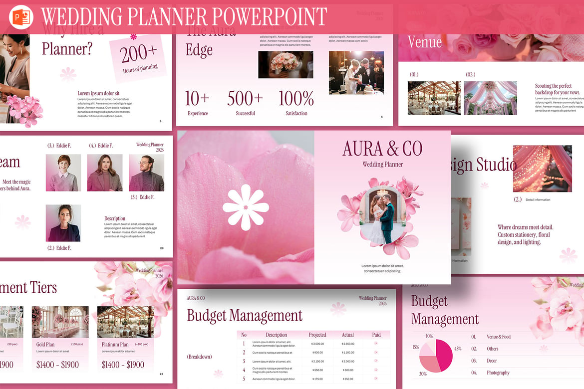Template PowerPoint Perencana Pernikahan yang Elegan