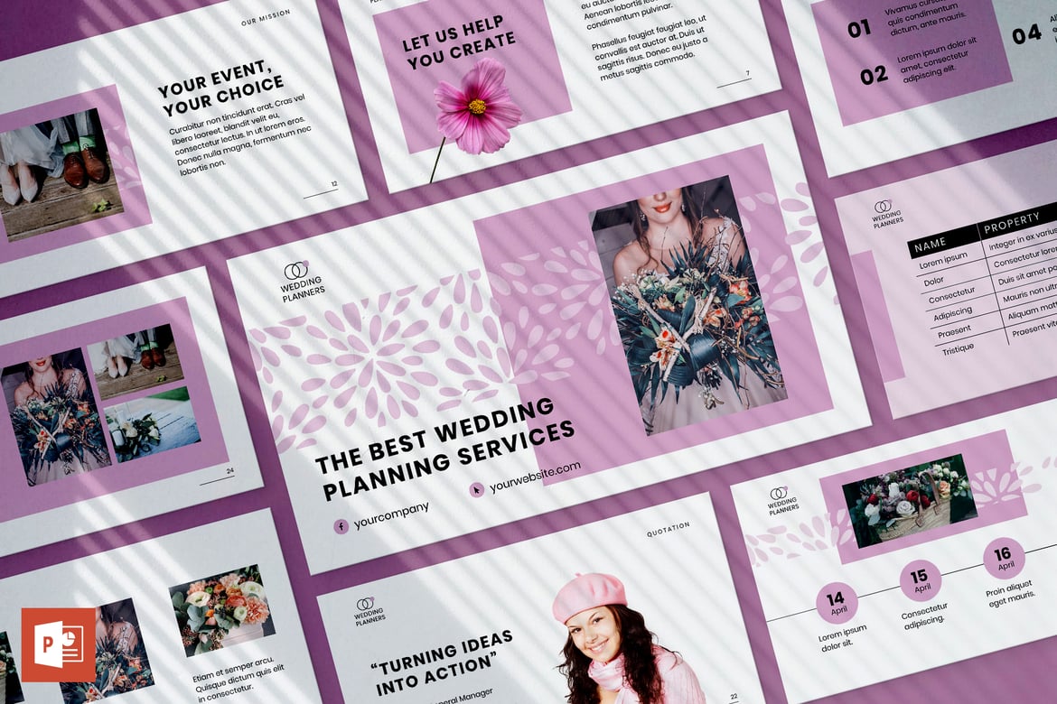 Template PowerPoint Presentasi Perencana Pernikahan yang Modern dan Menarik