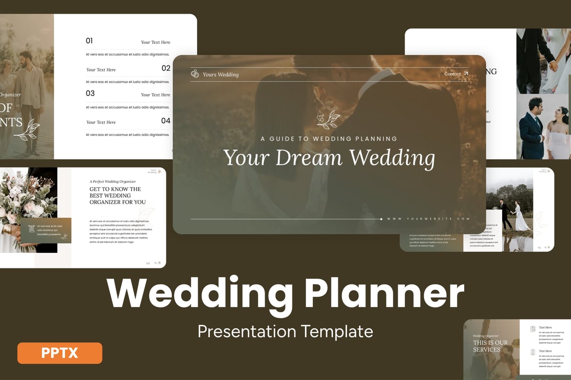 Template Presentasi Powerpoint Perencana Pernikahan yang Elegan