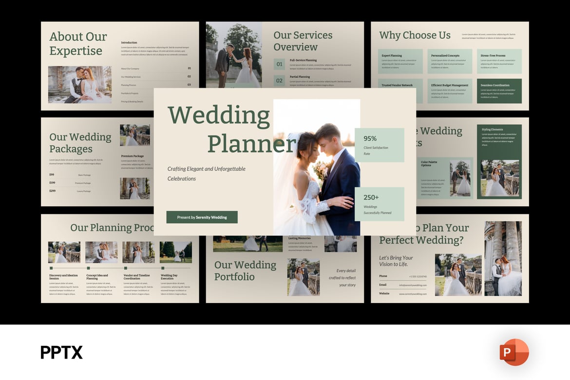 Template Presentasi PowerPoint Perencana Pernikahan yang Elegan