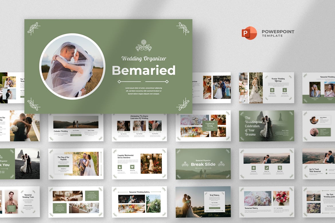 Template Powerpoint Pernikahan Elegan dan Modern