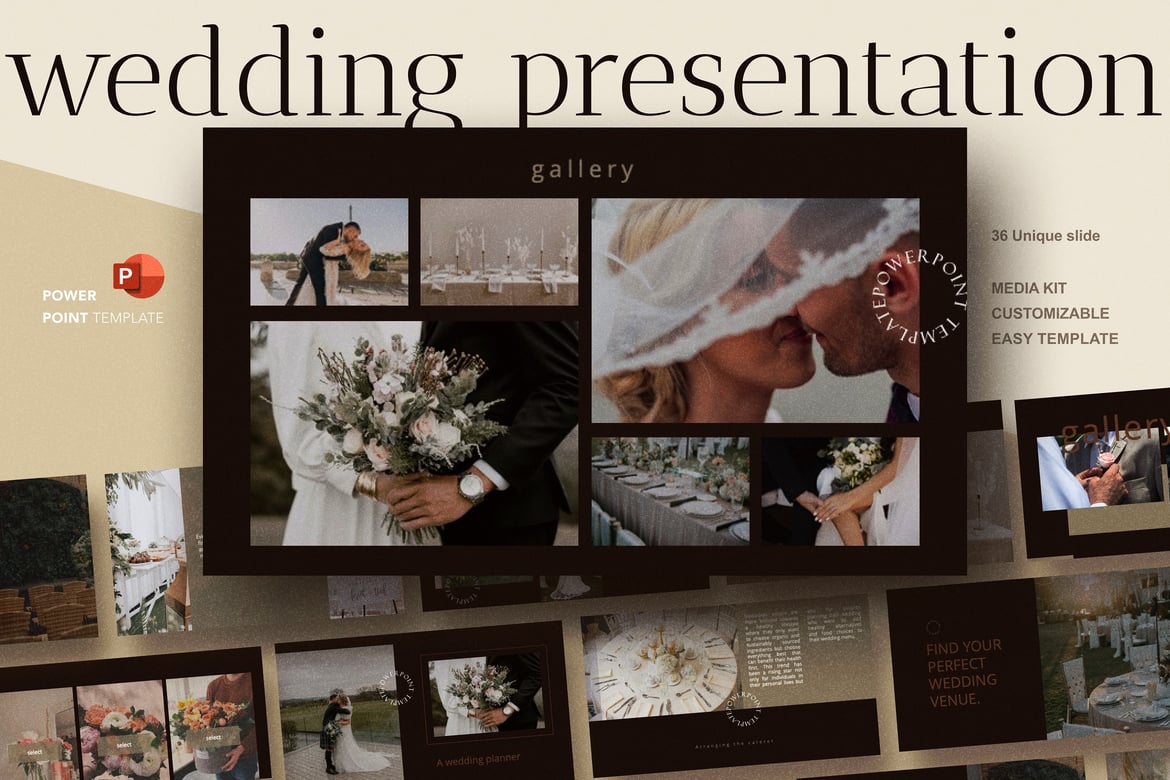 Template Powerpoint Pernikahan Modern dan Elegan