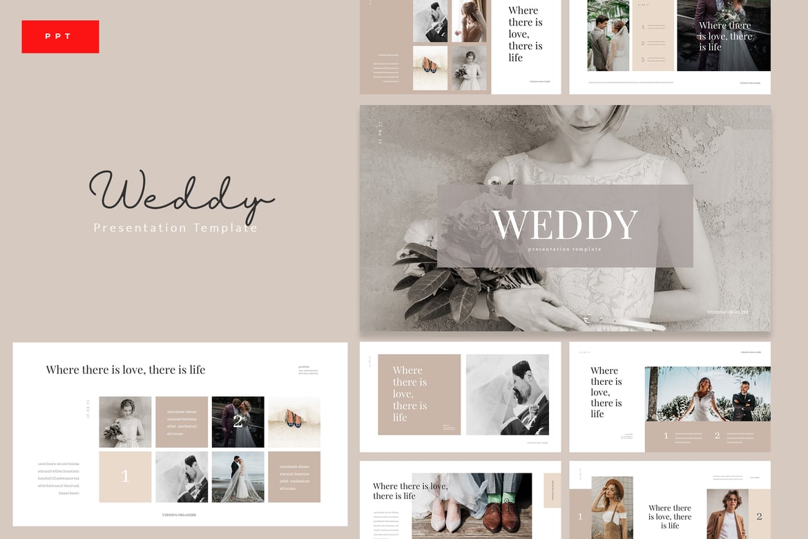 Weddy - Template Powerpoint Pernikahan Kreatif dan Menarik