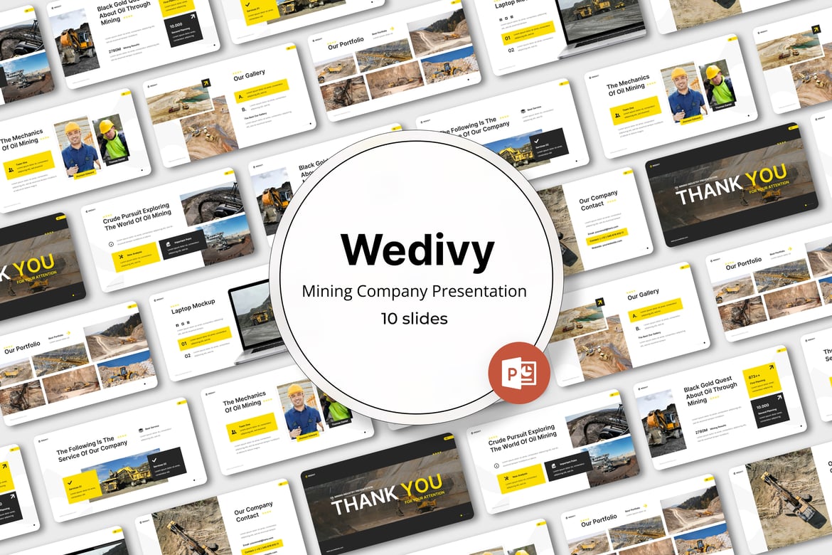 Template PowerPoint Perusahaan Pertambangan Wedivy yang Menarik