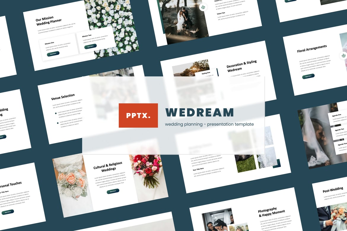Template Presentasi PowerPoint Pernikahan Wedream yang Menawan