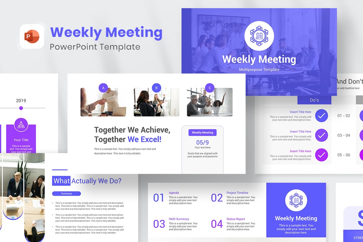 Template PowerPoint Pertemuan Mingguan yang Menarik dan Profesional