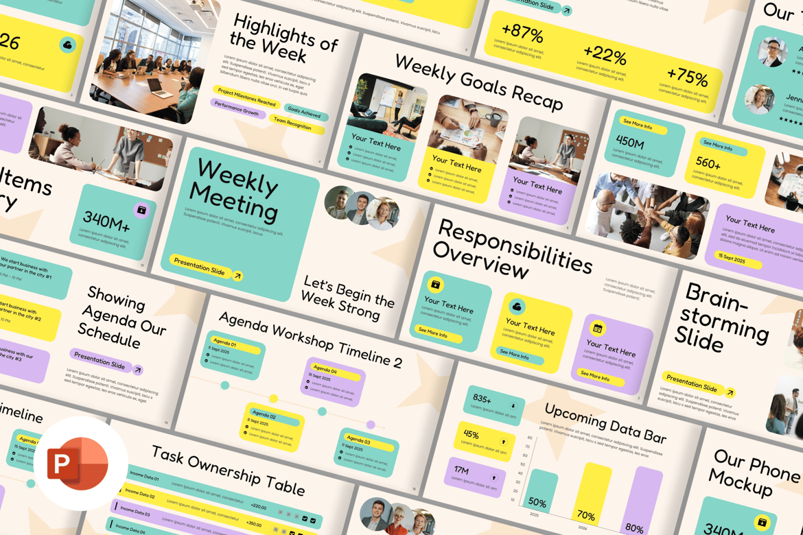 Template Presentasi PowerPoint Rapat Mingguan yang Profesional