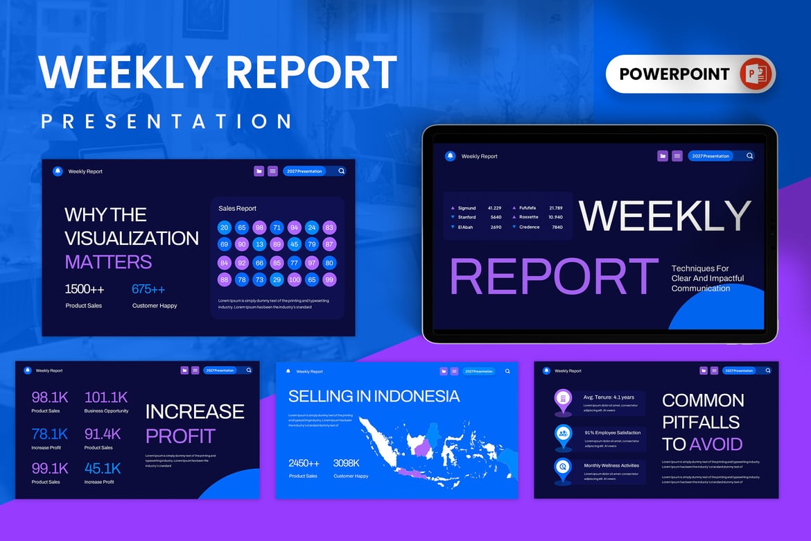 Template Presentasi PowerPoint Laporan Mingguan yang Profesional