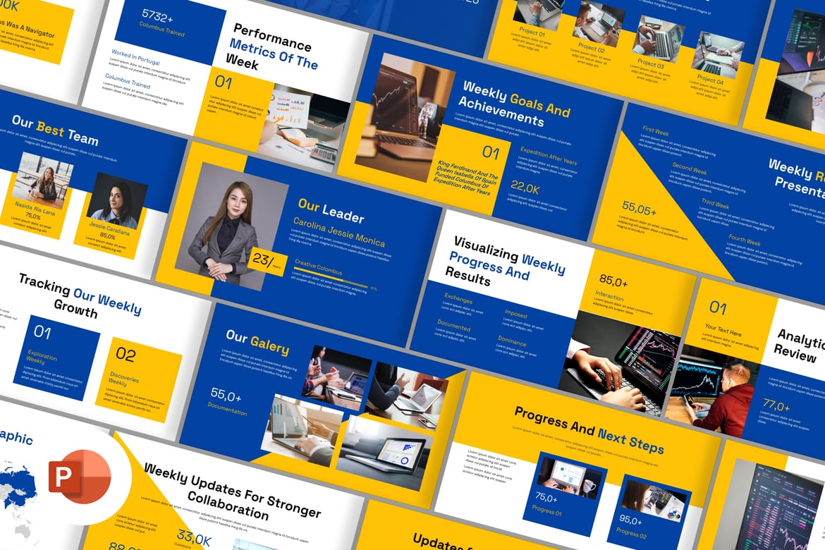 Template Presentasi PowerPoint Laporan Mingguan yang Menarik