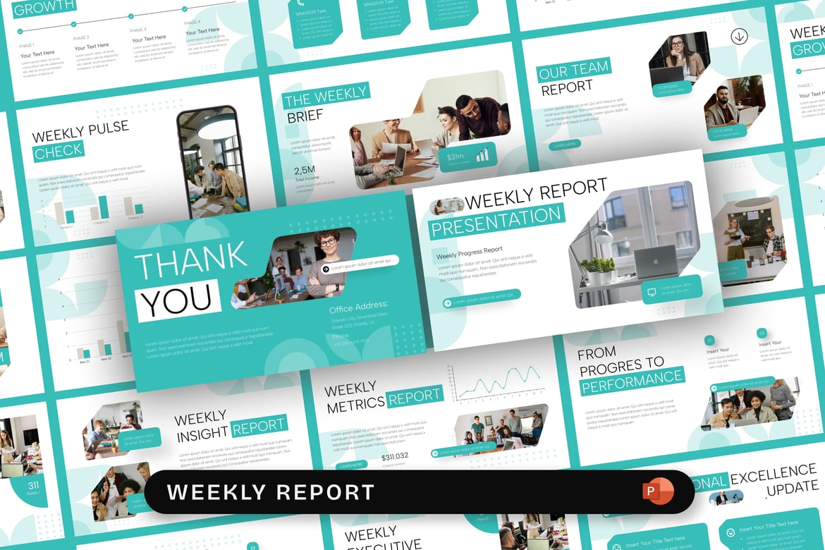 Template Presentasi PowerPoint Laporan Mingguan yang Profesional