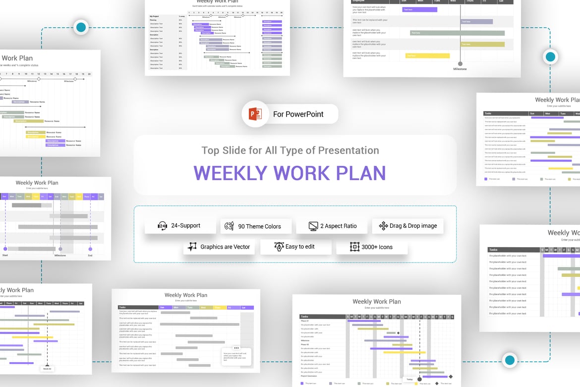 Template PowerPoint Rencana Kerja Mingguan yang Menarik