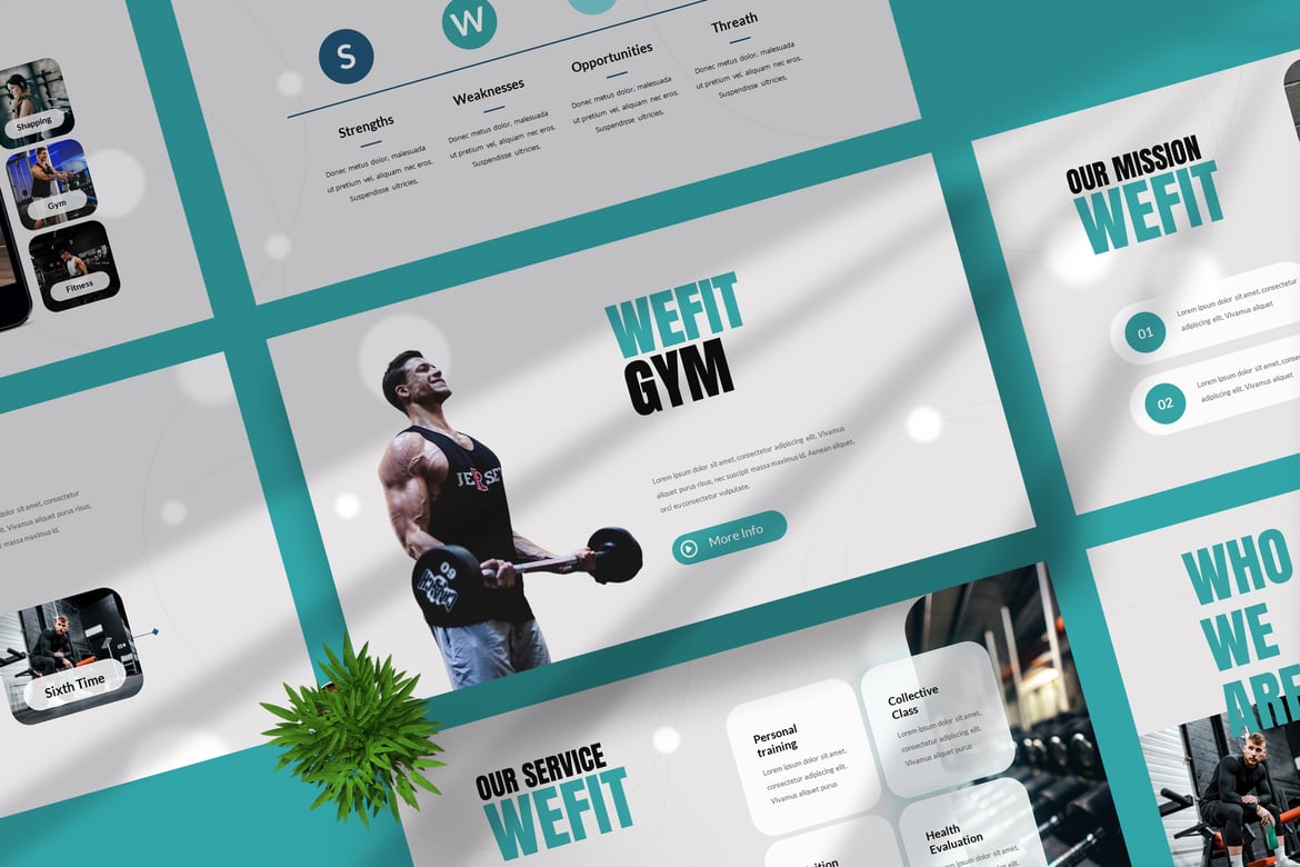 Template PowerPoint Gym WeFit yang Modern dan Profesional