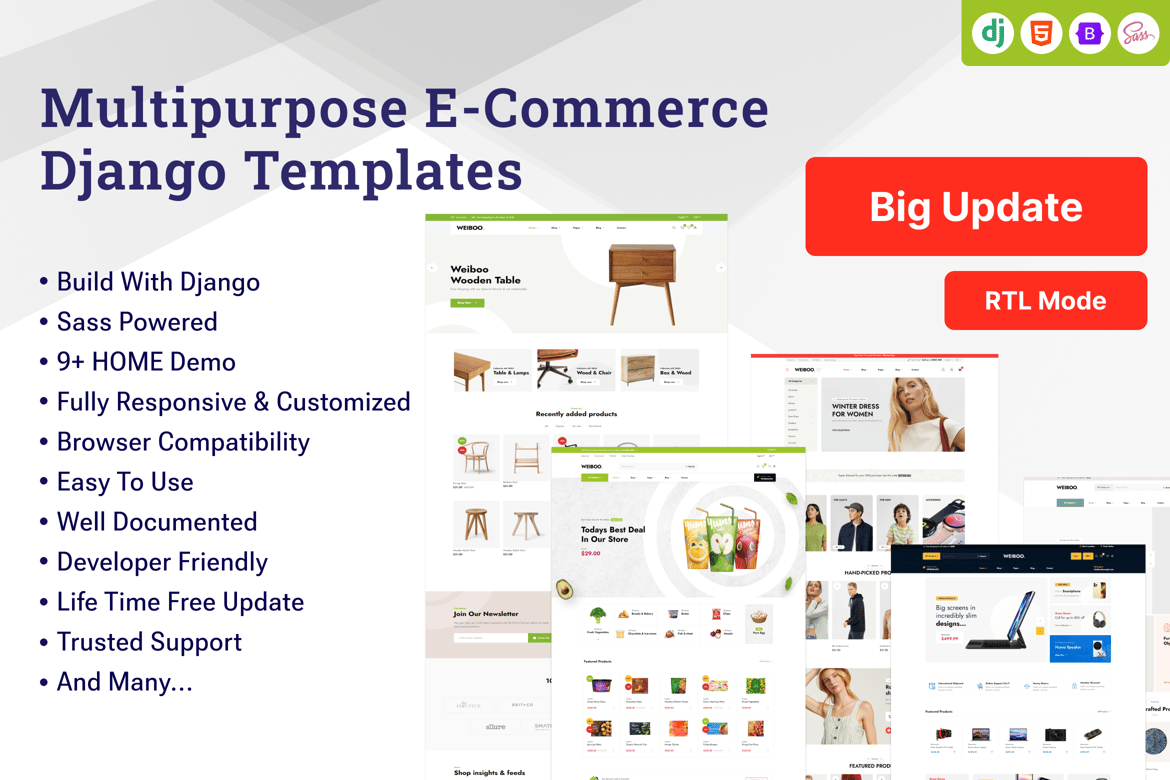 Weiboo - Template Website eCommerce Django 5 yang Modern dan Responsif