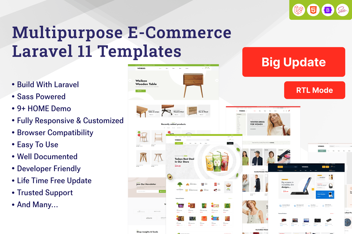 Weiboo - Template Website eCommerce Laravel 11 yang Modern dan Menarik