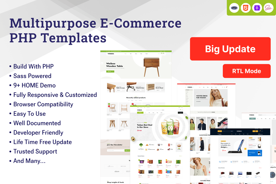 Weiboo - Template Web eCommerce PHP Modern dan Menarik