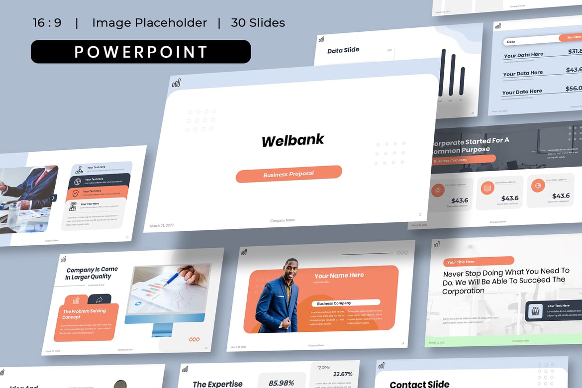 Template PowerPoint Laporan Keuangan Welbank yang Menarik dan Profesional