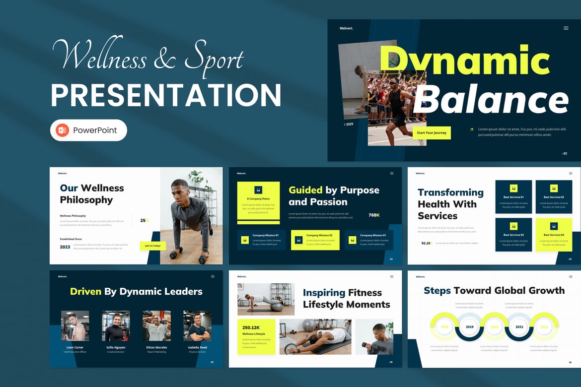 Template PowerPoint Kesehatan & Olahraga yang Menarik