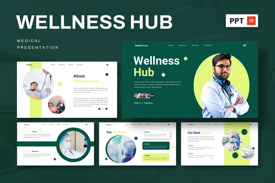 Template Presentasi Medis - Wellness Hub yang Memukau