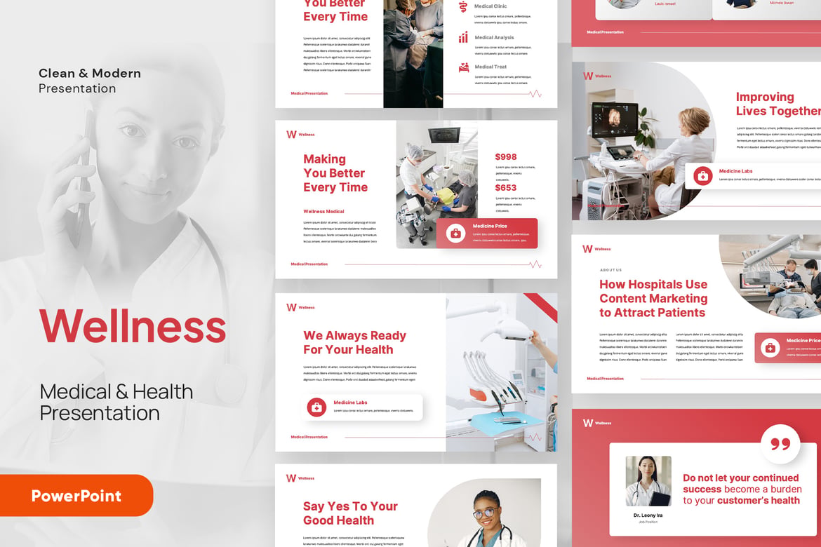 Template PowerPoint Kesehatan dan Wellness yang Profesional dan Menarik