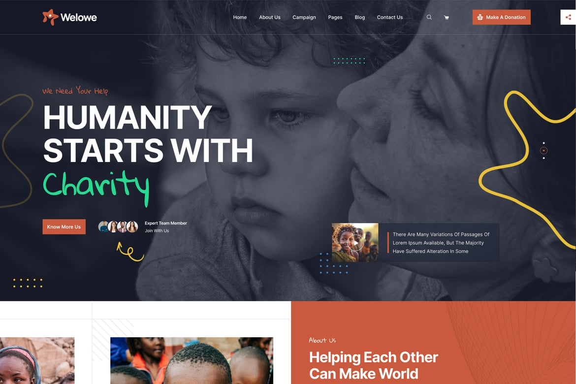 Welowe - Tema WordPress Amal yang Modern dan Responsif