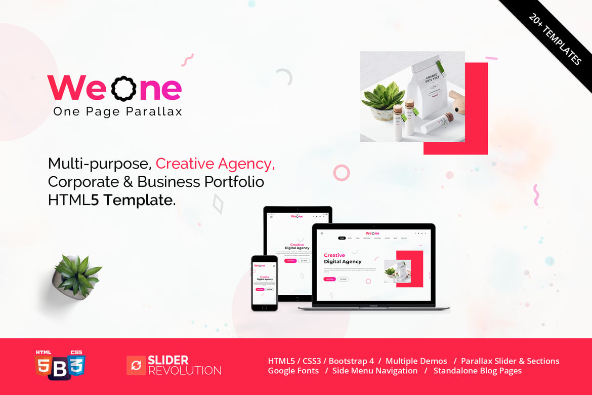Weone - Template Website Parallax Satu Halaman HTML5 yang Responsif