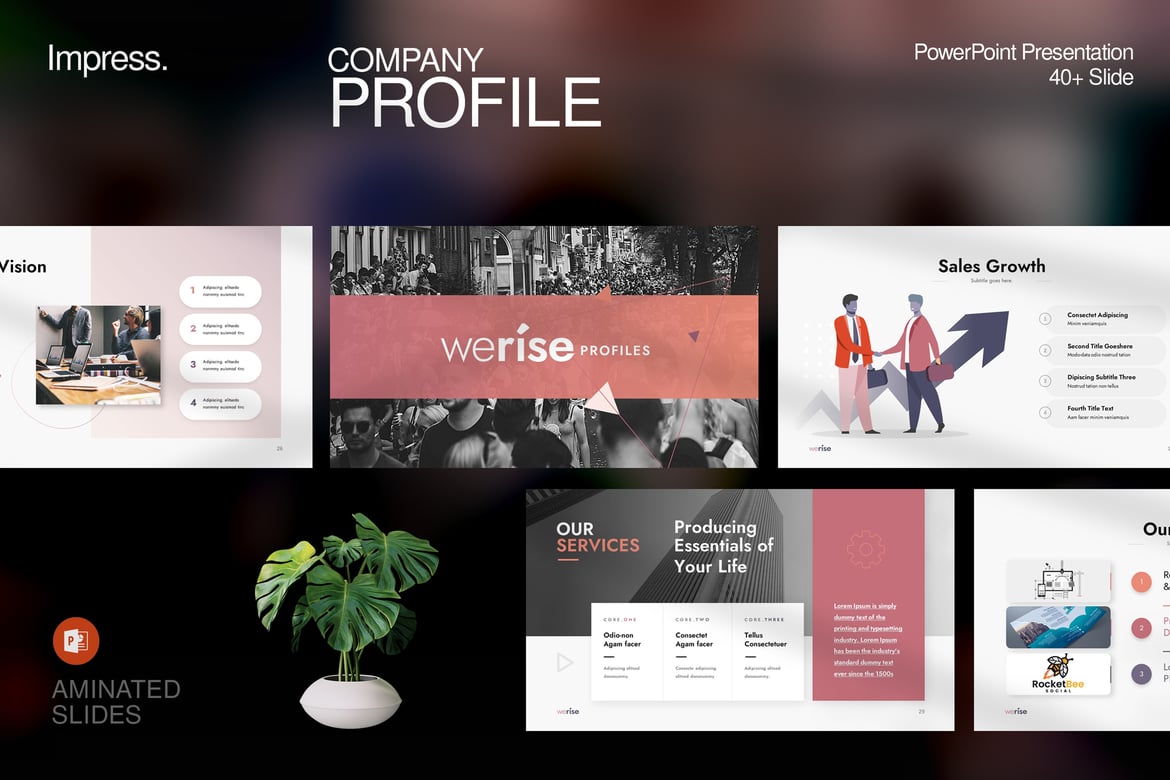 Template Presentasi PowerPoint WeRise | Profil Perusahaan yang Menarik