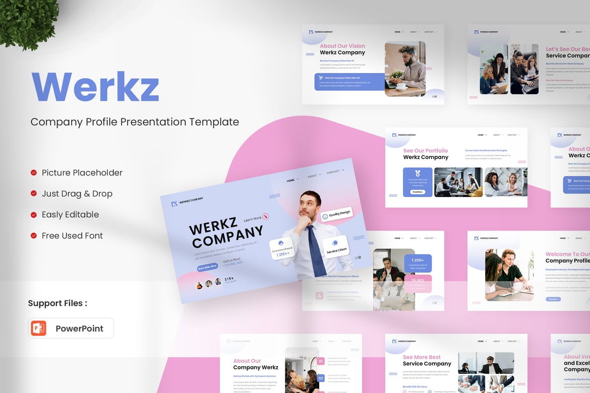 Template Presentasi Perusahaan Werkz yang Menarik dan Profesional