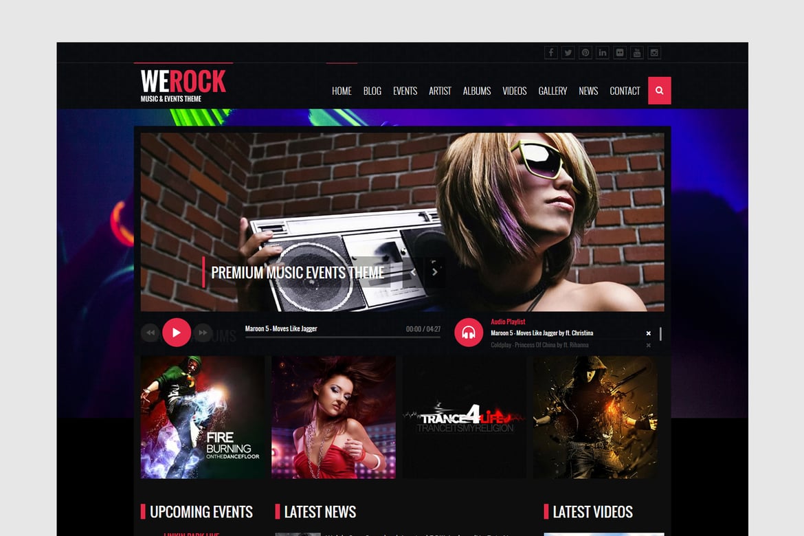 WeRock - Template Website Streaming Musik dan Event yang Responsif