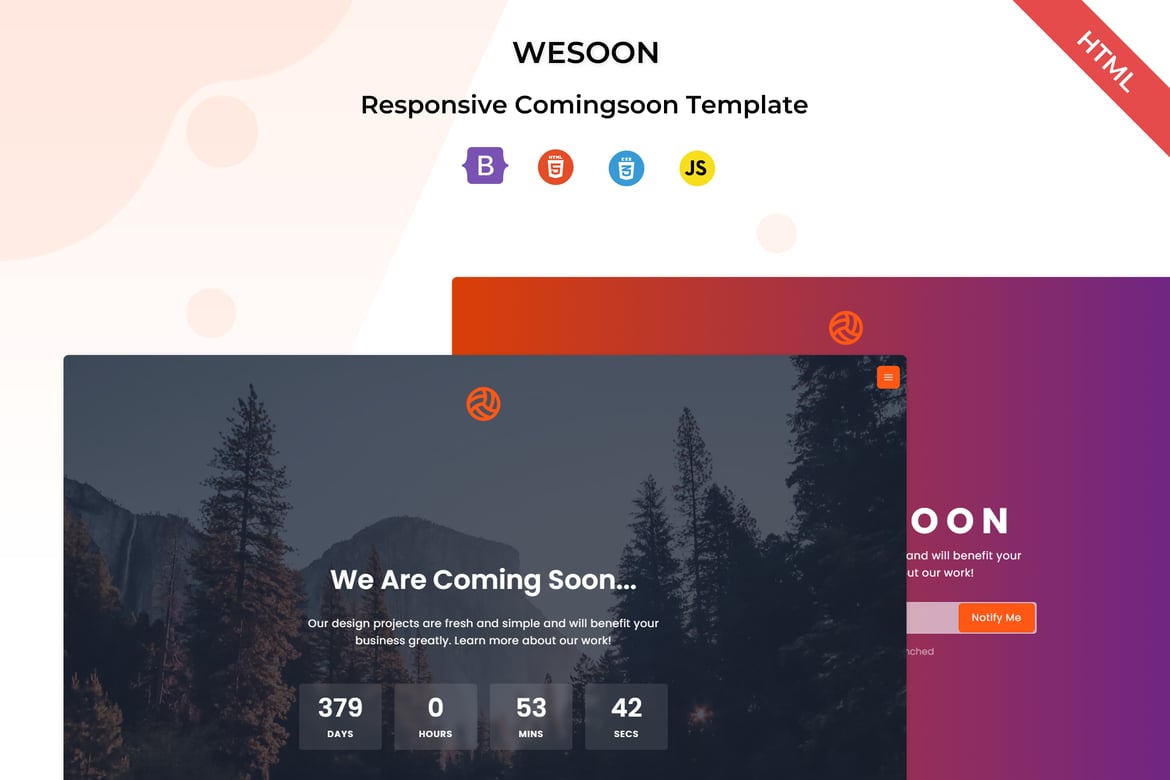 Wesoon - Template Website Coming Soon Responsif dan Elegan