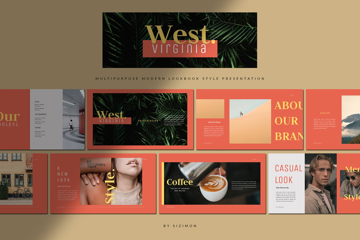 Template Presentasi PowerPoint Kreatif untuk West Virginia