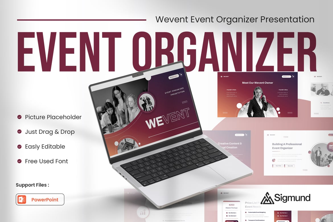 Template Presentasi Wevent untuk Organisasi Acara yang Menarik