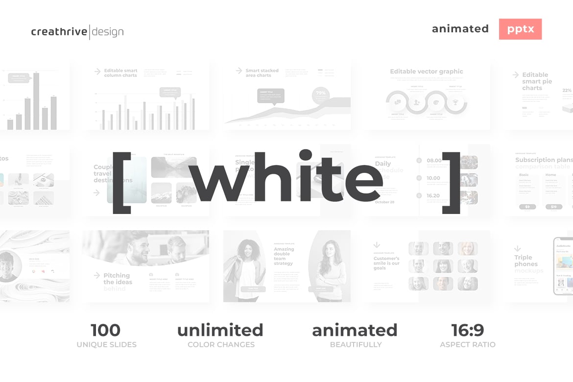 Template PowerPoint Animasi Putih yang Modern