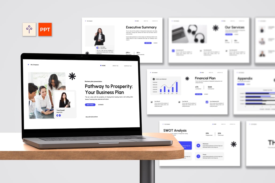 Template Presentasi Bisnis Modern Putih Biru yang Menarik