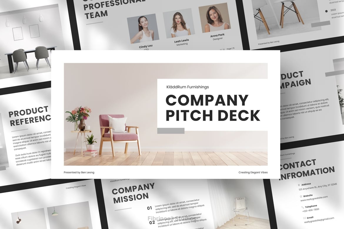 Template Presentasi Pitch Deck Modern untuk Perusahaan Furnitur
