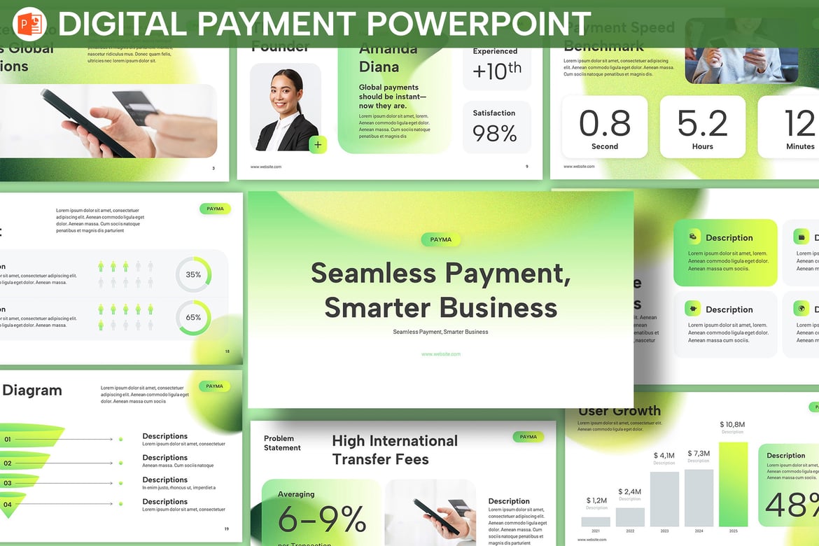 Template Powerpoint Presentasi Bisnis Gradien Putih Hijau yang Menarik