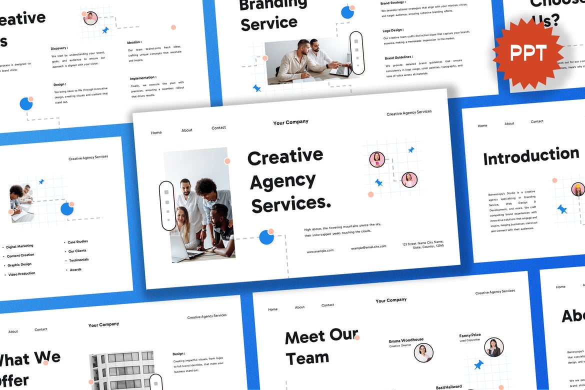Template Presentasi PowerPoint Kreatif Modern Berwarna Putih