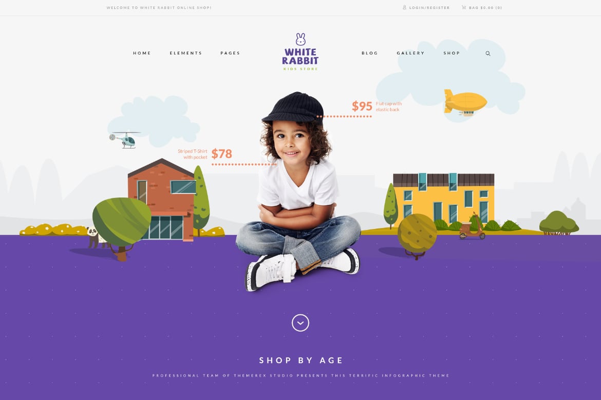 Tema WordPress Menarik untuk Toko Mainan dan Pakaian Anak - White Rabbit