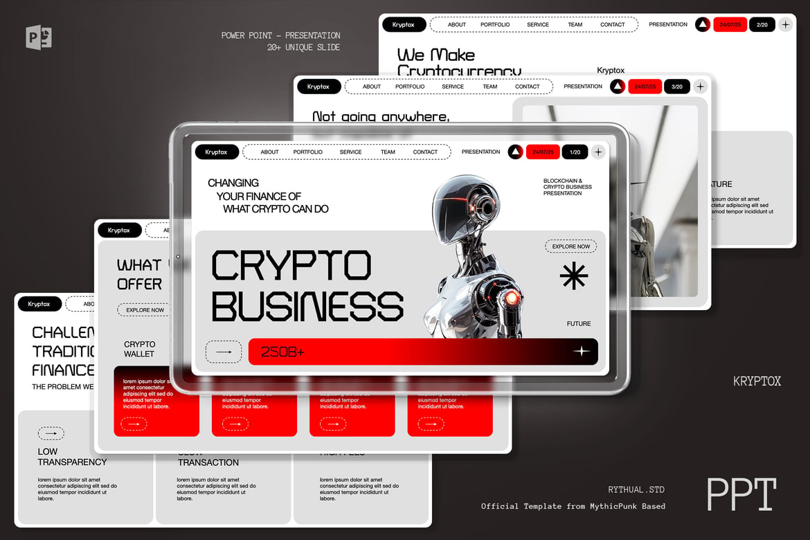 Template Presentasi Bisnis Crypto Putih Merah - Kryptox