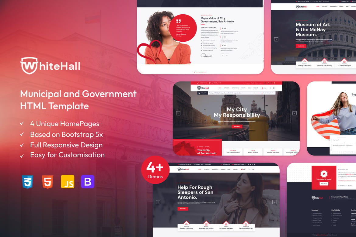 WhiteHall - Template Website untuk Pemerintahan dan Organisasi Sosial