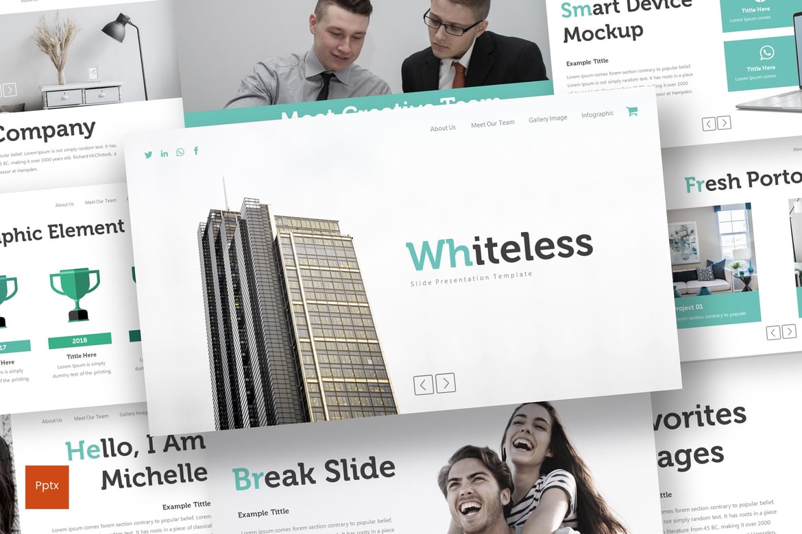 Whiteless - Template Presentasi PowerPoint Kreatif dan Minimalis